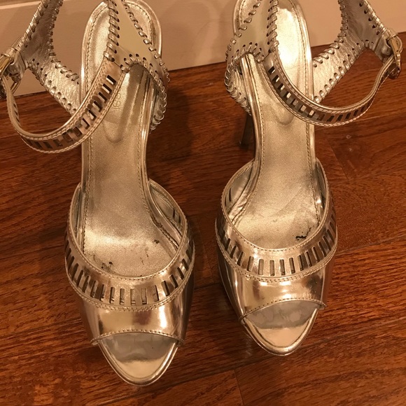 SERGIO ROSSI SILVER PLATFORM SANDALS - Picture 2 of 8